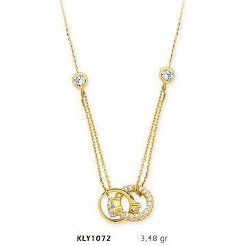 Harem Altın KLY1072 14 Ayar Altın Çift Tektaş Yüzük Kolye