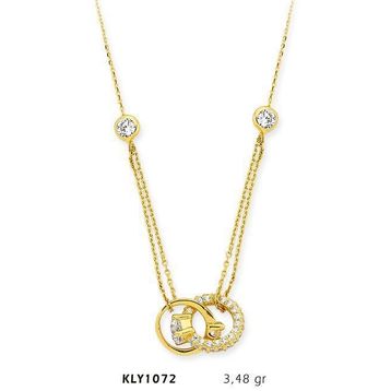 Harem Altın KLY1072 14 Ayar Altın Çift Tektaş Yüzük Kolye