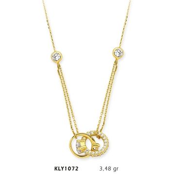 Harem Altın KLY1072 14 Ayar Altın Çift Tektaş Yüzük Kolye