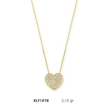 Harem Altın KLY1078 14 Ayar Altın Taşlı Kalp Kolye