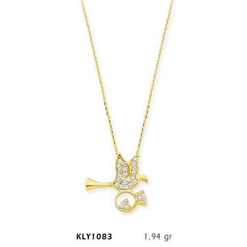 Harem Altın KLY1083 14 Ayar Altın Tektaş Taşıyan Kuş Kolye