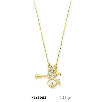 Harem Altın KLY1083 14 Ayar Altın Tektaş Taşıyan Kuş Kolye