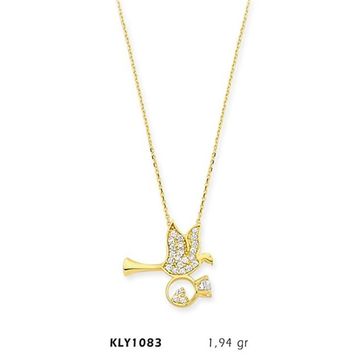 Harem Altın KLY1083 14 Ayar Altın Tektaş Taşıyan Kuş Kolye