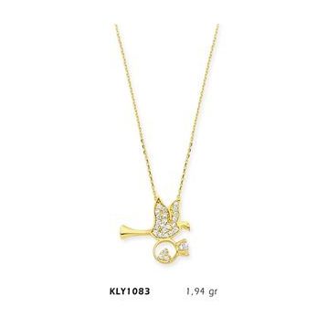 Harem Altın KLY1083 14 Ayar Altın Tektaş Taşıyan Kuş Kolye