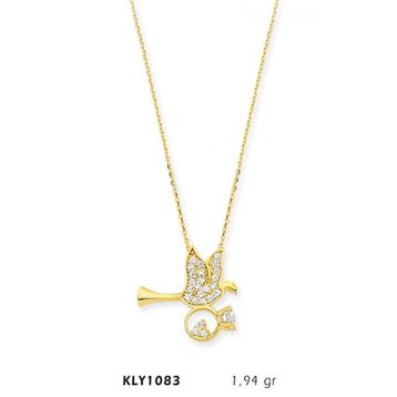 Harem Altın KLY1083 14 Ayar Altın Tektaş Taşıyan Kuş Kolye