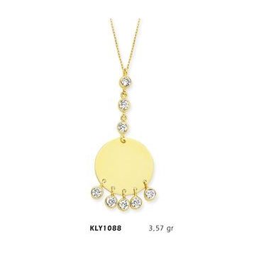 Harem Altın KLY1088 14 Ayar Altın Tria Plaka Kolye