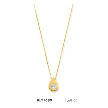 Harem Altın KLY1089 14 Ayar Altın Tektaş Damla Kolye