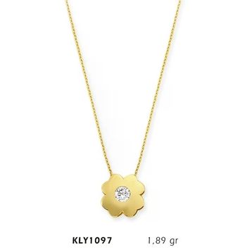 Harem Altın KLY1097 14 Ayar Altın Tektaş Çiçek Kolye