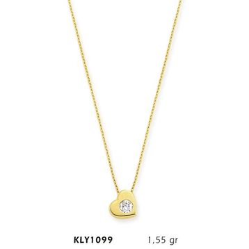 Harem Altın KLY1099 14 Ayar Altın Tektaş Kalp Kolye