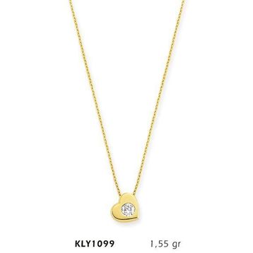Harem Altın KLY1099 14 Ayar Altın Tektaş Kalp Kolye