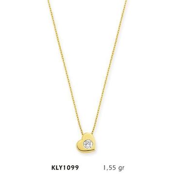 Harem Altın KLY1099 14 Ayar Altın Tektaş Kalp Kolye