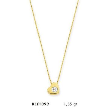 Harem Altın KLY1099 14 Ayar Altın Tektaş Kalp Kolye