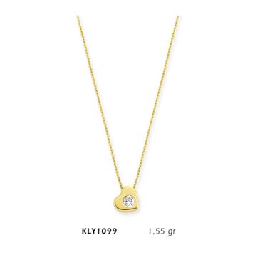 Harem Altın KLY1099 14 Ayar Altın Tektaş Kalp Kolye