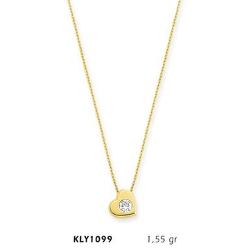 Harem Altın KLY1099 14 Ayar Altın Tektaş Kalp Kolye