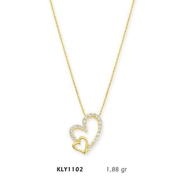 Harem Altın KLY1102 14 Ayar Altın Çift Kalp Kolye