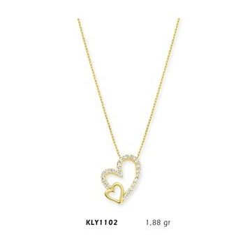 Harem Altın KLY1102 14 Ayar Altın Çift Kalp Kolye