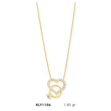 Harem Altın KLY1106 14 Ayar Altın Tektaş Yüzük Kalp Kolye