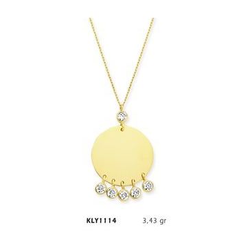 Harem Altın KLY1114 14 Ayar Altın Tektaş Plaka Kolye