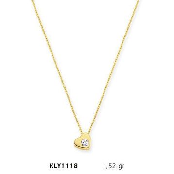Harem Altın KLY1118 14 Ayar Altın Tektaş Kalp Kolye