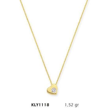 Harem Altın KLY1118 14 Ayar Altın Tektaş Kalp Kolye