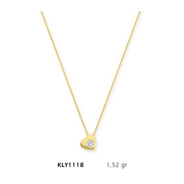 Harem Altın KLY1118 14 Ayar Altın Tektaş Kalp Kolye