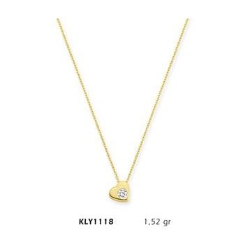 Harem Altın KLY1118 14 Ayar Altın Tektaş Kalp Kolye