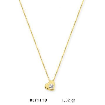 Harem Altın KLY1118 14 Ayar Altın Tektaş Kalp Kolye