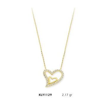 Harem Altın KLY1129 14 Ayar Altın İç İçe Kalp Kolye