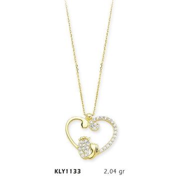Harem Altın KLY1133 14 Ayar Altın Anne Bebek Ayağı Kalp Kolye