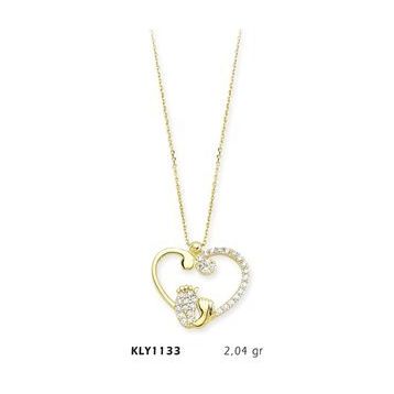 Harem Altın KLY1133 14 Ayar Altın Anne Bebek Ayağı Kalp Kolye