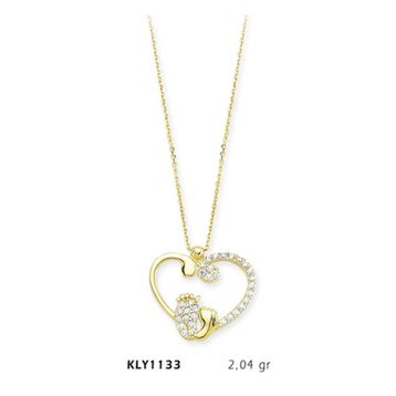 Harem Altın KLY1133 14 Ayar Altın Anne Bebek Ayağı Kalp Kolye