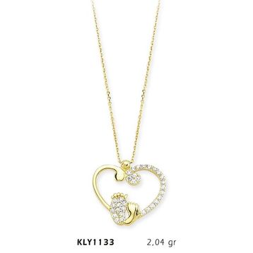 Harem Altın KLY1133 14 Ayar Altın Anne Bebek Ayağı Kalp Kolye