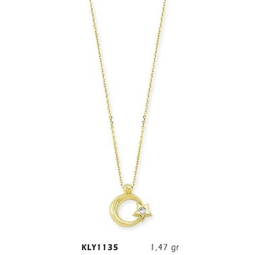 Harem Altın KLY1135 14 Ayar Altın Tektaş Ayyıldız Kolye
