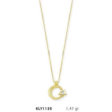 Harem Altın KLY1135 14 Ayar Altın Tektaş Ayyıldız Kolye