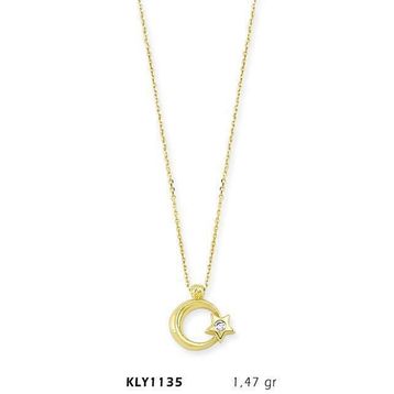 Harem Altın KLY1135 14 Ayar Altın Tektaş Ayyıldız Kolye