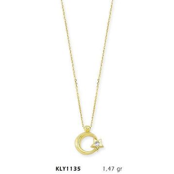 Harem Altın KLY1135 14 Ayar Altın Tektaş Ayyıldız Kolye