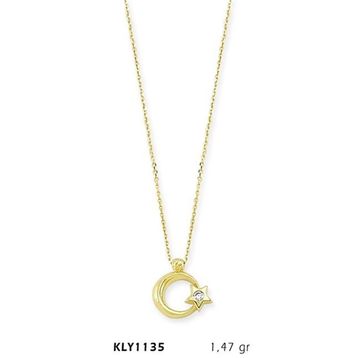 Harem Altın KLY1135 14 Ayar Altın Tektaş Ayyıldız Kolye
