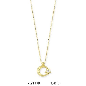 Harem Altın KLY1135 14 Ayar Altın Tektaş Ayyıldız Kolye
