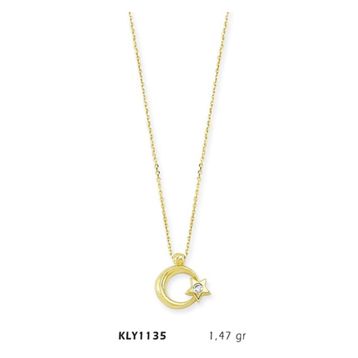 Harem Altın KLY1135 14 Ayar Altın Tektaş Ayyıldız Kolye
