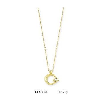 Harem Altın KLY1135 14 Ayar Altın Tektaş Ayyıldız Kolye