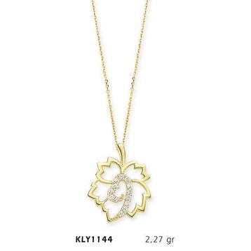 Harem Altın KLY1144 14 Ayar Altın Yaprak Kalp Kolye
