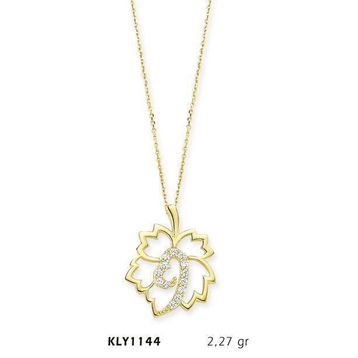Harem Altın KLY1144 14 Ayar Altın Yaprak Kalp Kolye