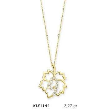 Harem Altın KLY1144 14 Ayar Altın Yaprak Kalp Kolye