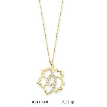Harem Altın KLY1144 14 Ayar Altın Yaprak Kalp Kolye