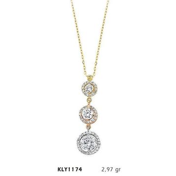 Harem Altın KLY1174 14 Ayar Altın Üçtaş Tria Kolye