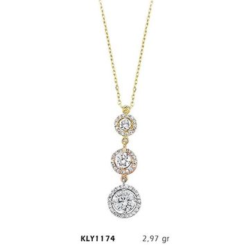 Harem Altın KLY1174 14 Ayar Altın Üçtaş Tria Kolye