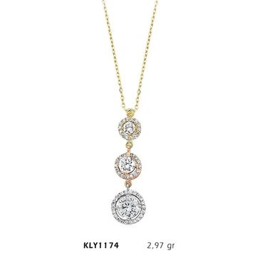 Harem Altın KLY1174 14 Ayar Altın Üçtaş Tria Kolye