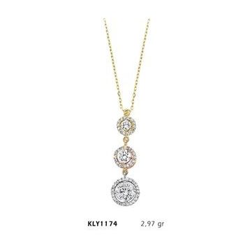 Harem Altın KLY1174 14 Ayar Altın Üçtaş Tria Kolye