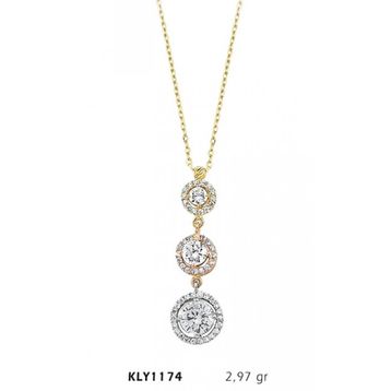 Harem Altın KLY1174 14 Ayar Altın Üçtaş Tria Kolye