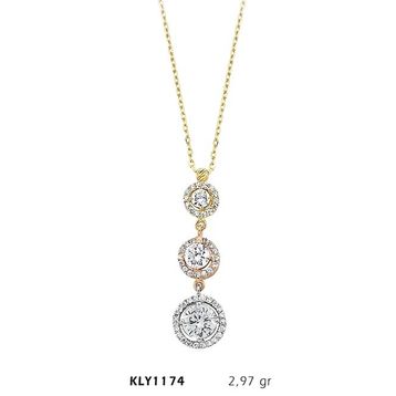 Harem Altın KLY1174 14 Ayar Altın Üçtaş Tria Kolye